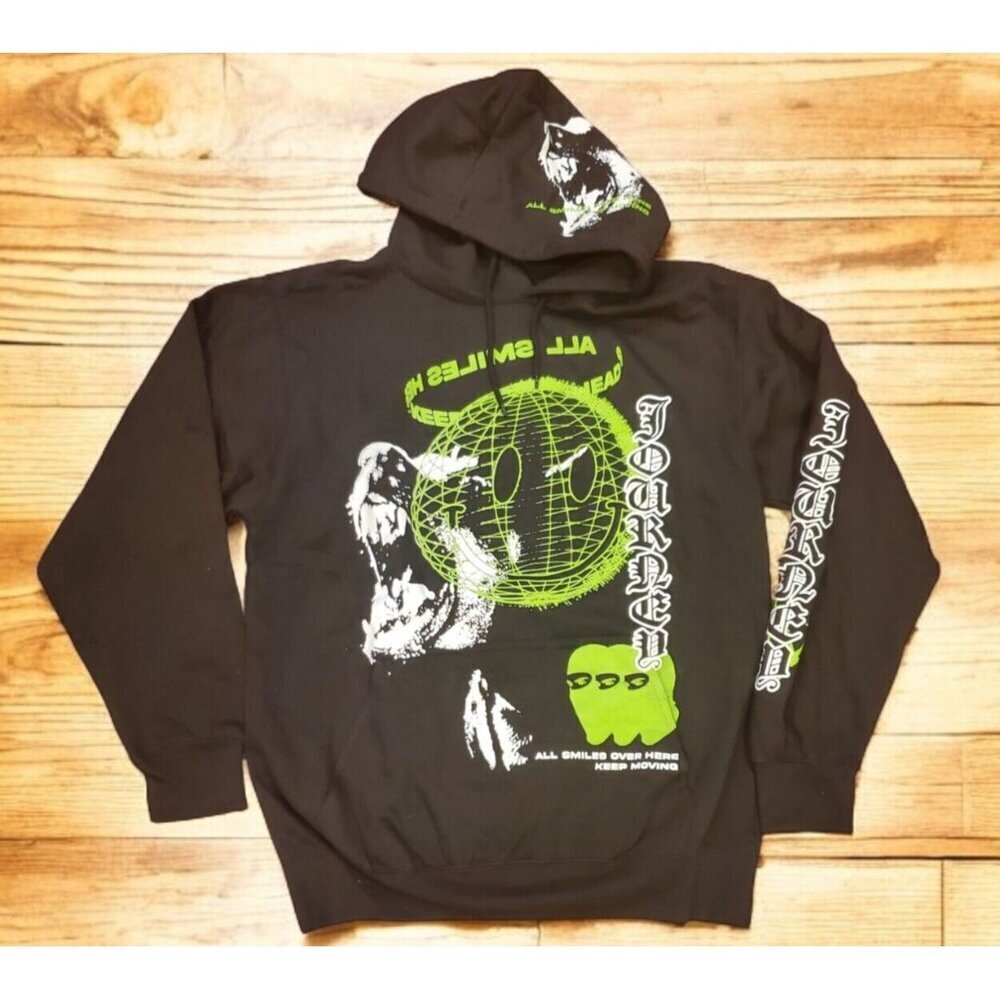 Fashion Nova Hoodie Mens Size Medium Black Green All Smiles Over Here
